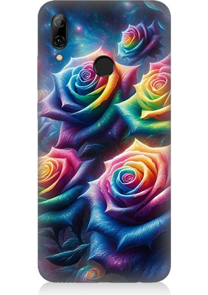 Huawei P Smart 2019 Uyumlu Gökkuşağı Güllerin Patlaması Desenli Silikon Kılıf