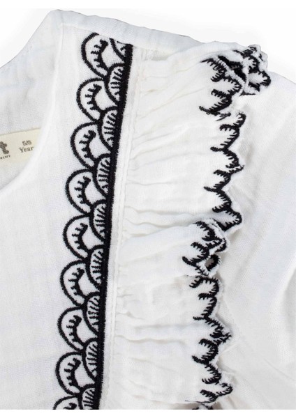 Nakışlı Fırfırlı Mevsimlik Elbise 1-8 Yaş Ekru fırsatları