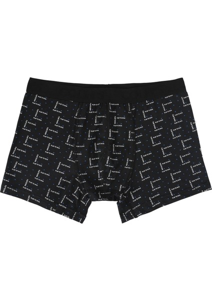 Modern Fit Baskılı Erkek Siyah Boxer