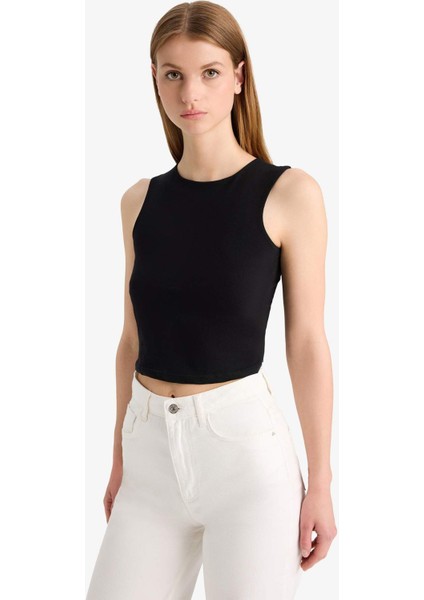 Regular Fit Basic Düz Bisiklet Yaka Siyah Atlet F3534AX25SM modelleri