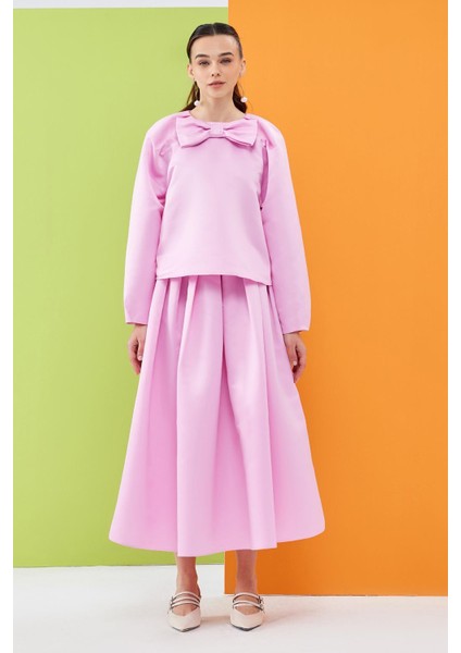 Candy Fiyonklu Tafta Bluz Pembe