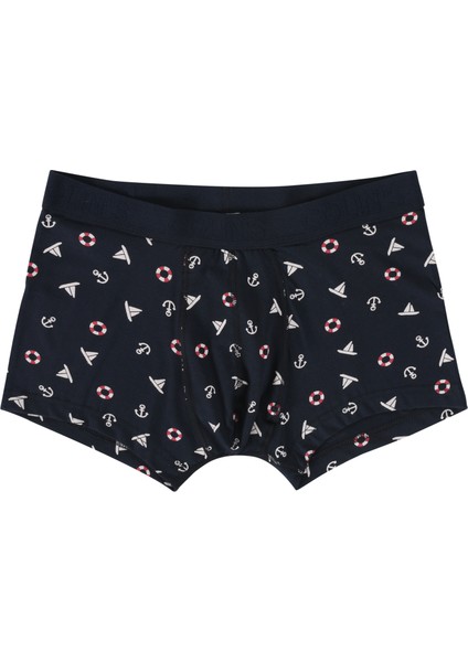 Modern Fit Baskılı Erkek Lacivert Boxer