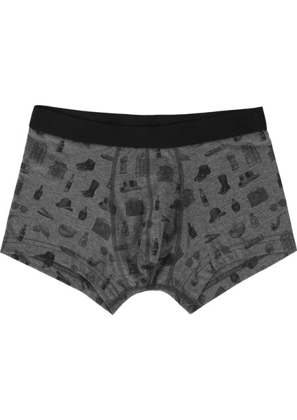 Modern Fit Baskılı Erkek Antrasit Boxer