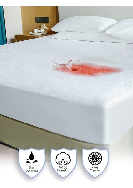 %100 Pamuklu Fitted Havlu Yüzey Su Sıvı Geçirmez Alez Çarşaf Tek, Çift Ve Battal Yatak Koruyucu fırsatları