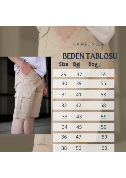 Siyah Renk Kargo Cepli Gabardin Erkek Şort
