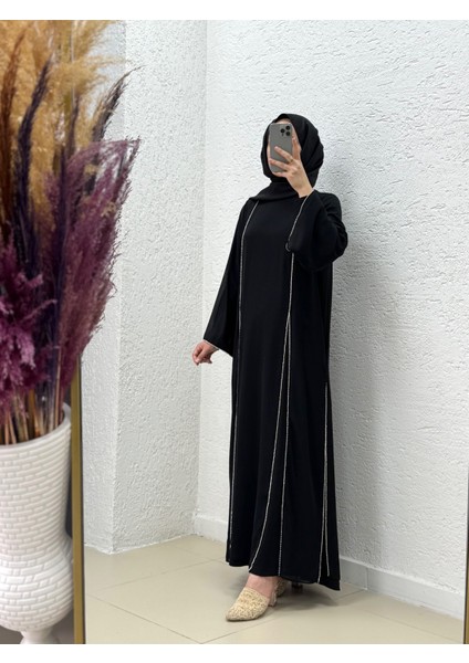 Bihter Boydan Taşlı Tüllü ELBISE-PA9561 Siyah