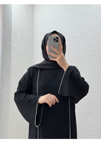 Bihter Boydan Taşlı Tüllü ELBISE-PA9561 Siyah
