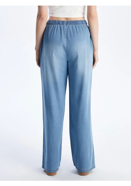 Xsıde Mavi Beli Lastikli Wideleg Kadın Jean Pantolon fırsatları