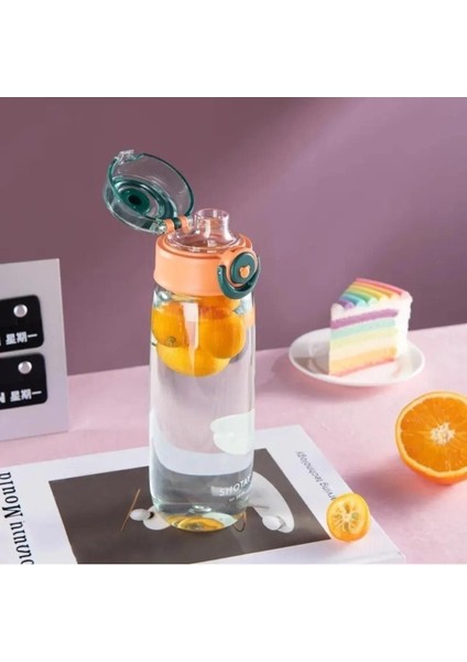 650 ml Sevimli Ayıcık Tritan Su Matara, Ölçü Skalalı, Açık Mavi
