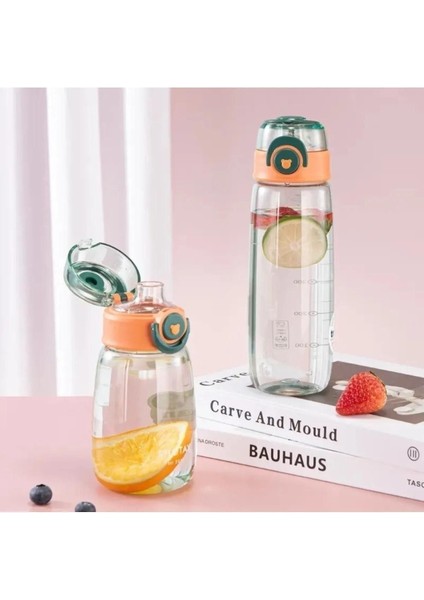 650 ml Sevimli Ayıcık Tritan Su Matara, Ölçü Skalalı, Açık Mavi