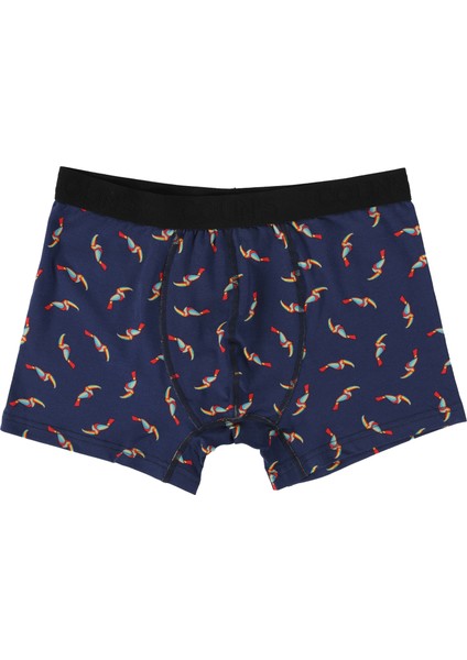 Modern Fit Baskılı Erkek Lacivert Boxer