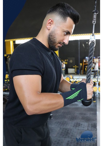 Elastik bilek desteği, yoga, koşu ve fitness için çift taraflı siyah renk