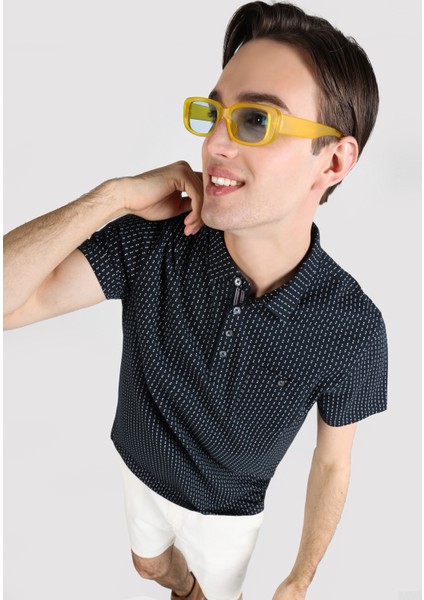Regular Fit Polo Yaka Erkek Lacivert Kısa Kol Tişört