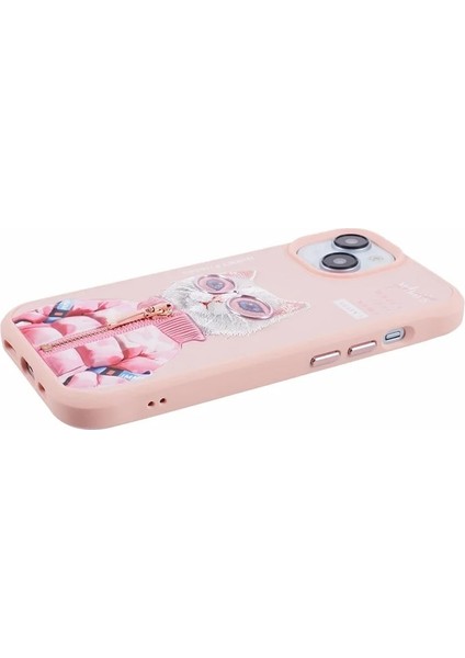 iPhone 15 Uyumlu 3D Gözlük Fermuar Beauty Kedi Nakış İşlemeli Kabartmalı Cool Cute Kılıf fırsatları