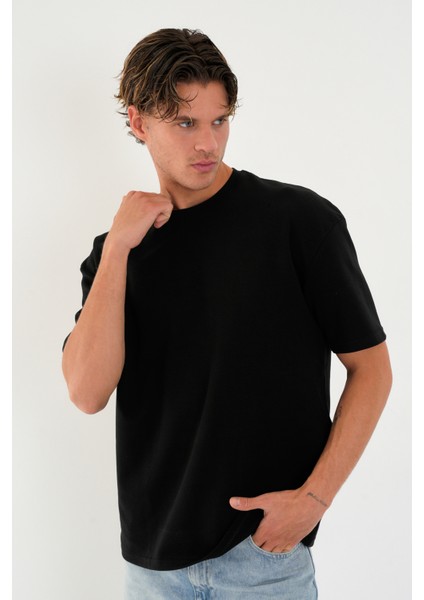 Blank Unisex Oversize Geniş Kesim Tişört %100 Pamuk Kalın Dokulu Bisiklet Yaka T-Shirt modelleri
