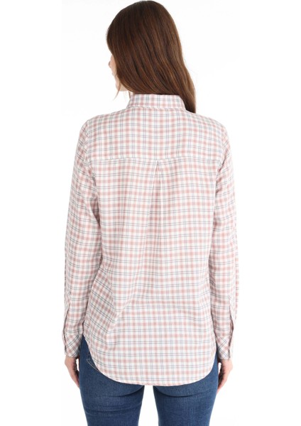 Regular Fit Shirt Neck Ekoseli Kadın Çok Renkli Uzun Kol Gömlek fiyatları