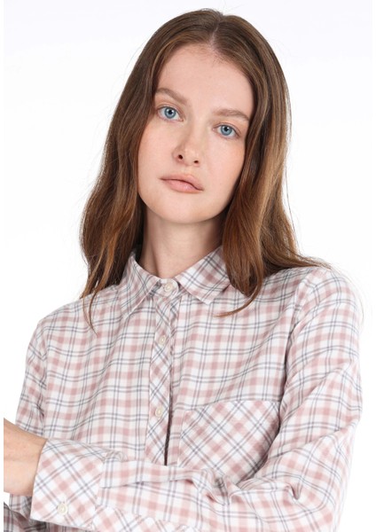 Regular Fit Shirt Neck Ekoseli Kadın Çok Renkli Uzun Kol Gömlek fırsatları