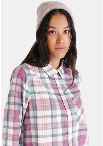 Regular Fit Shirt Neck Ekoseli Kadın Çok Renkli Uzun Kol Gömlek fırsatları