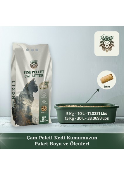 Doğal Çam Peleti Kedi Kumu 5 kg (10L) Yavru/yetişkin Kediler ve Kemirgen Hayvanlar Için %100 Biyobozunur - Astımlı Kediler Için Uygun - Kimyasal Içermeyen - Yüksek Emiş Gücü