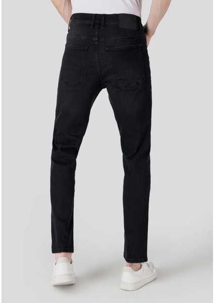 Loose Straight Fit Orta Bel Düz Paça Erkek Siyah Jean Pantolon fiyatları