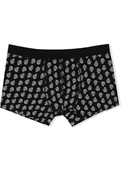 Modern Fit Baskılı Erkek Siyah Boxer