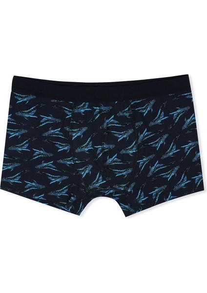 Modern Fit Baskılı Erkek Lacivert Boxer