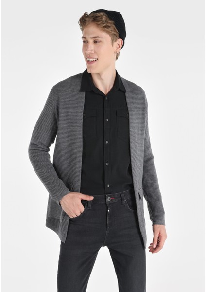 Regular Fit Erkek Gri Hırka