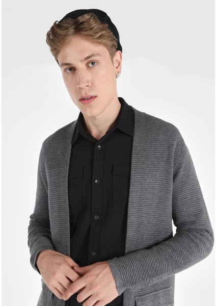 Regular Fit Erkek Gri Hırka