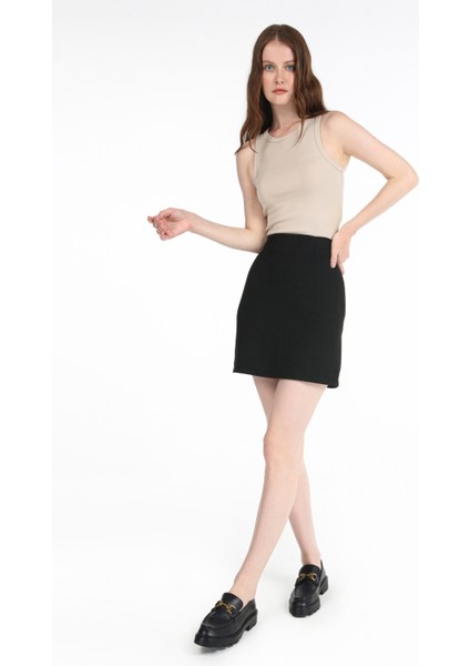 Mini Skirt Düz Fermuarlı Kadın Siyah Etek modelleri