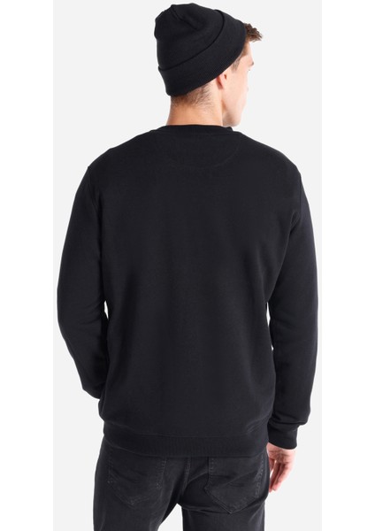 Regular Fit Bisiklet Yaka Baskılı Siyah Erkek Sweatshirt fiyatları