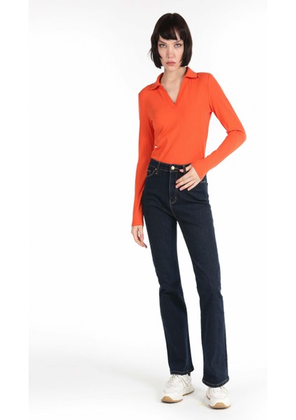 791 Monica Regular Fit Normal Bel Geniş Paça Mavi Kadın Pantolon
