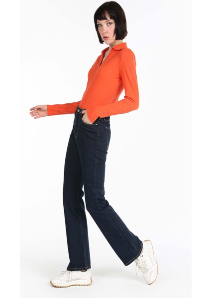 791 Monica Regular Fit Normal Bel Geniş Paça Mavi Kadın Pantolon