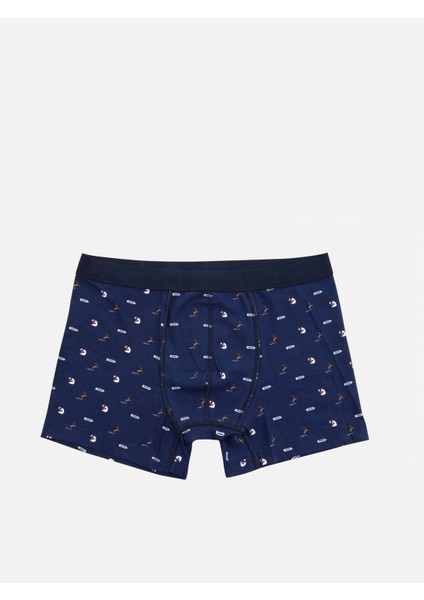 Modern Fit Baskılı Erkek Lacivert Boxer