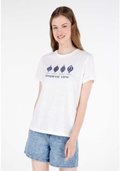 Beyaz Kadın Tshirt K.kol