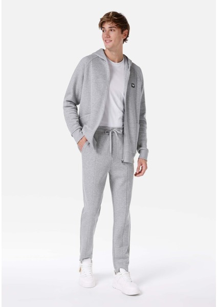 Slim Fit Orta Bel Erkek Gri Eşofman Altı