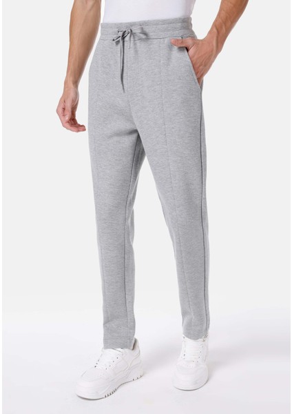 Slim Fit Orta Bel Erkek Gri Eşofman Altı