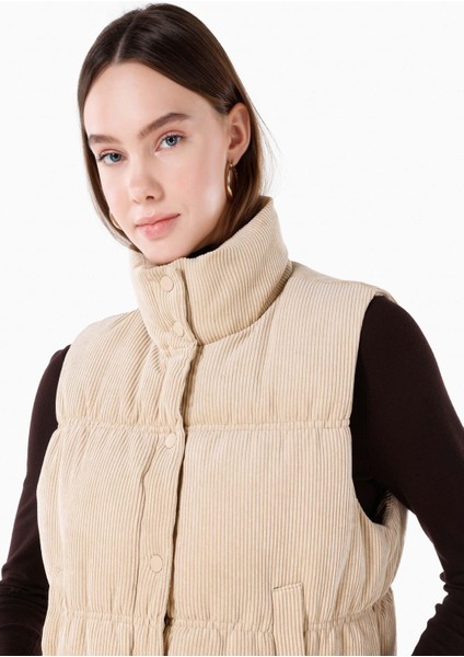 Regular Fit Kadın Bej Yelek Cl1066883