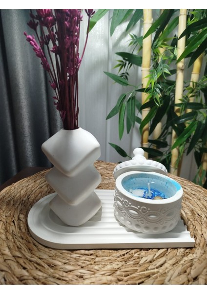: Ev , Ofis Dekarasyonu Için Benzersiz Bohem Vazo & Okyanus Temalı Jel Mum.