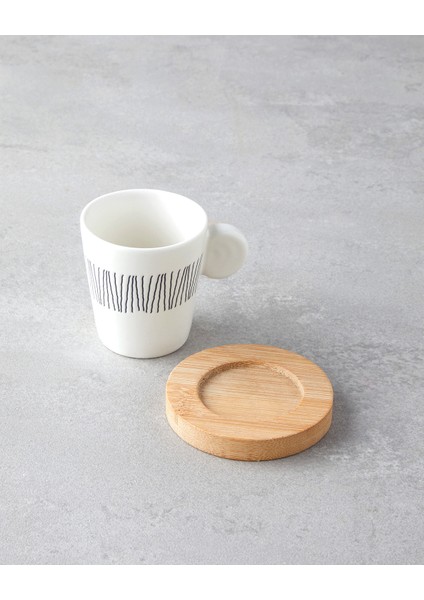 Bona Stoneware 6 Parça 3 Kişilik Kahve Fincan Takımı 70 ml Siyah-Beyaz-Bej
