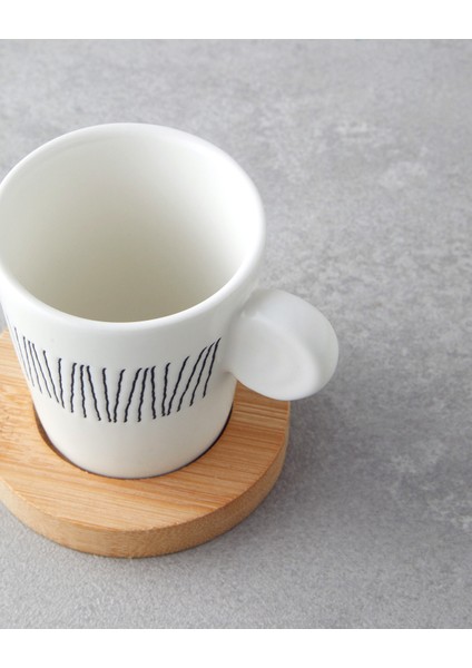 Bona Stoneware 6 Parça 3 Kişilik Kahve Fincan Takımı 70 ml Siyah-Beyaz-Bej