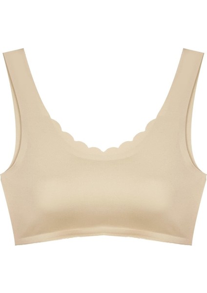 Ten Dikişsiz Lazer Kesim Sütyen Pedli Kadın Hayalet Sütyen Dalga Detaylı