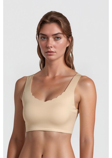 Ten Dikişsiz Lazer Kesim Sütyen Pedli Kadın Hayalet Sütyen Dalga Detaylı fırsatları