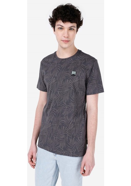Regular Fit Yuvarlak Yaka Erkek Antrasit Kısa Kol Tişört Cl1067812