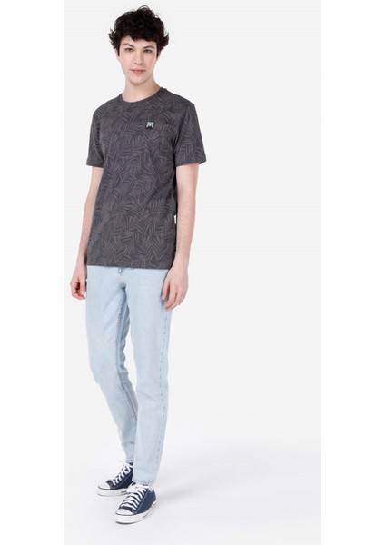 Regular Fit Yuvarlak Yaka Erkek Antrasit Kısa Kol Tişört Cl1067812
