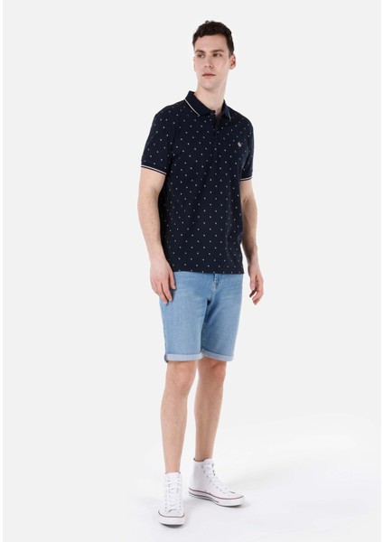 Regular Fit Polo Yaka Baskılı Erkek Lacivert Kısa Kol Tişört modelleri