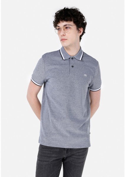 Regular Fit Polo Yaka Düz Erkek Lacivert Kısa Kol Tişört