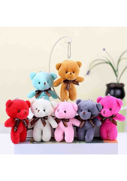 Yumoş Mini Peluş Ayıcık Anahtarlık 7'li Set | Çanta Süsü Aksesuar Tatlı Şirin Sevimli Maskot Hediyelik Renkli Oyuncak