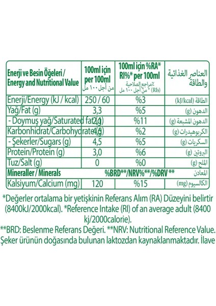 Yağlı Süt 1 L x 24 Adet