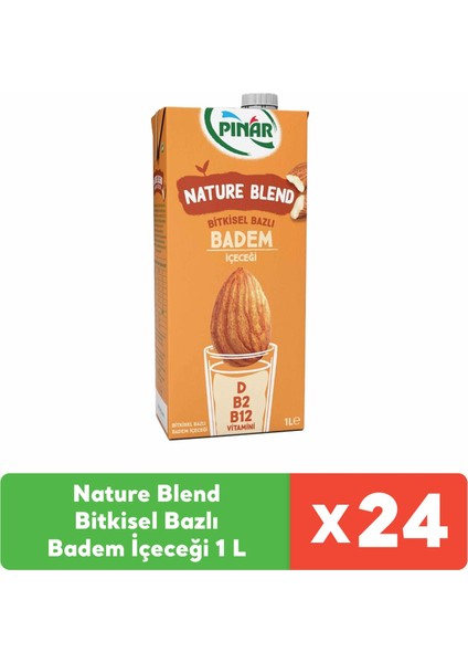 Nature Blend Bitkisel Bazlı Badem İçeceği 1 L Vegan Laktozsuz x 24 Adet