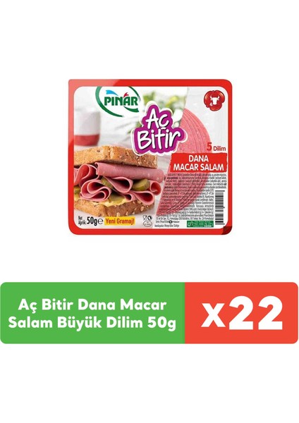 Aç Bitir Dana Macar Salam Büyük Dilim 50g x 22 Adet